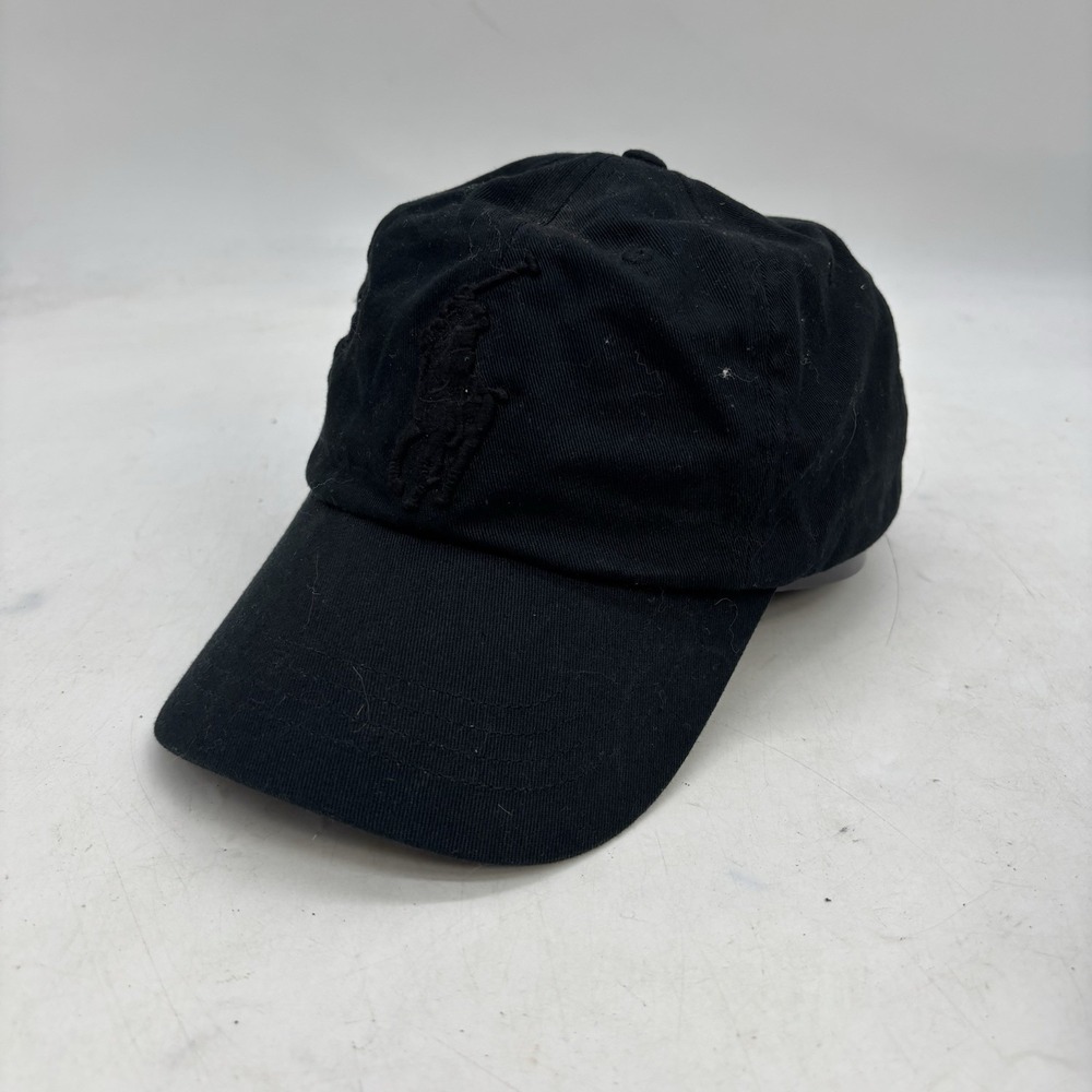 Polo Ralph Lauren Big Pony #3 Black Chino Leather Strap Ball Cap Hat